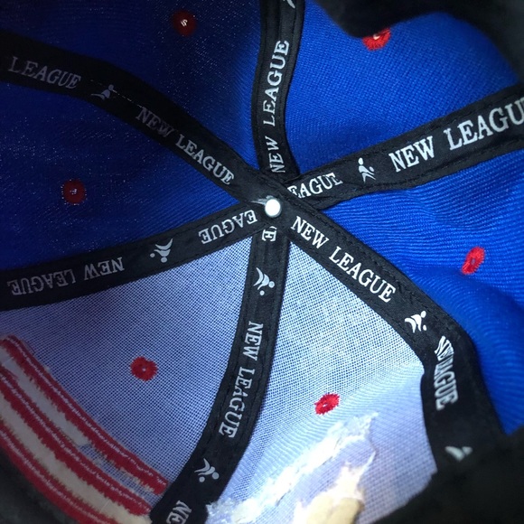 New League Snap Back Hat Glossy Lid American Flag - Picture 7 of 12